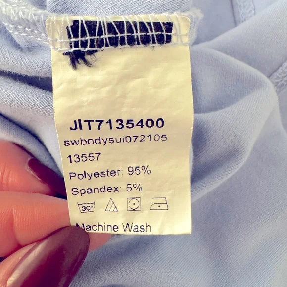 One Shoulder Bodysuit Dusty Blue Snaps at Bottom Excellent condition Size Small - Picture 2 of 4